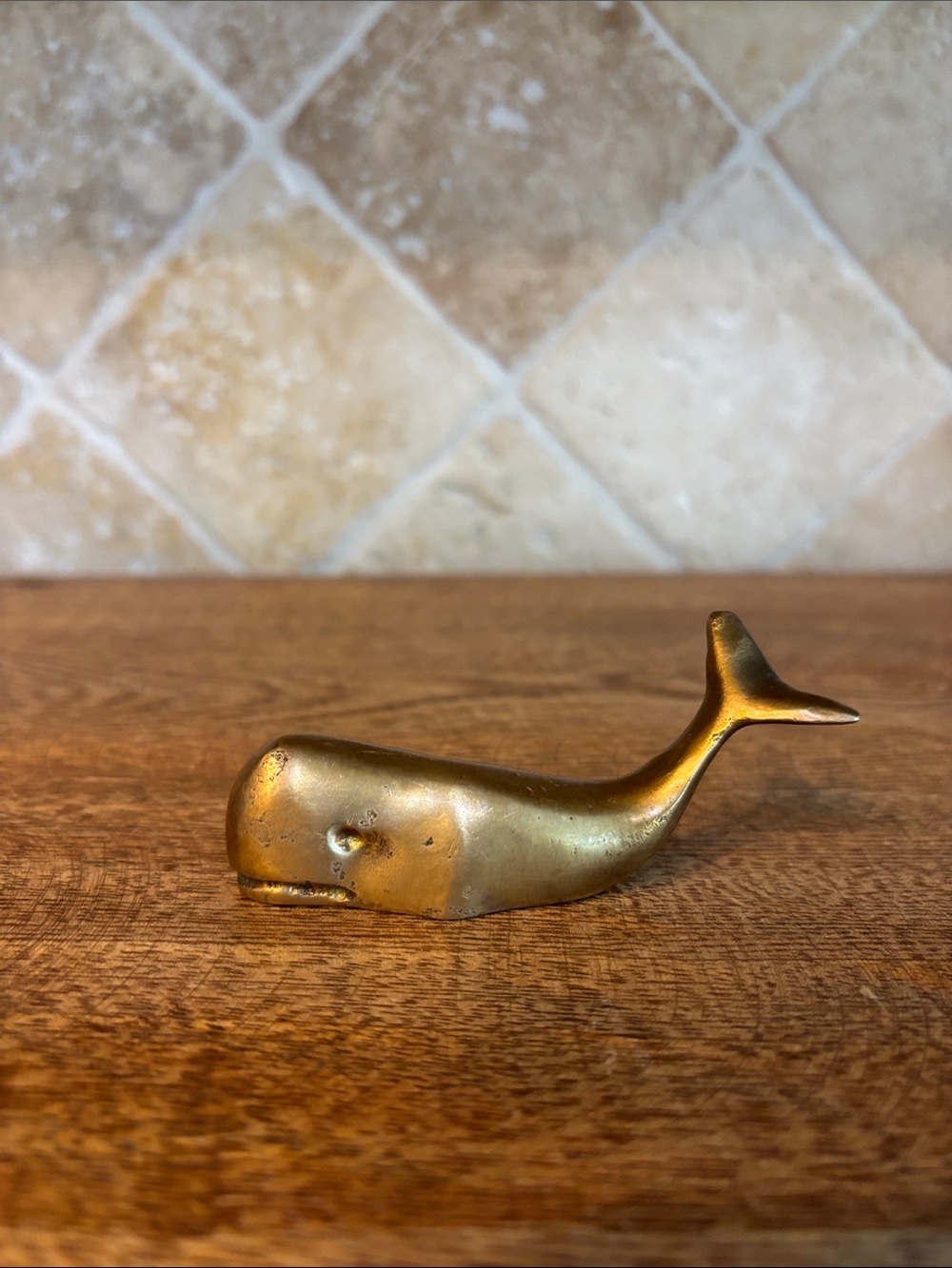 Vintage Miniature Brass Whale Figurine/Paperweight/ Decorative Accent